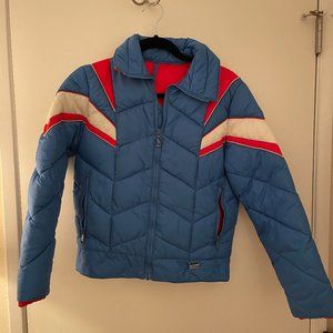 Vintage 80s Mountain Goat White Stag Ski Winter Colorblock Jacket Youth XL